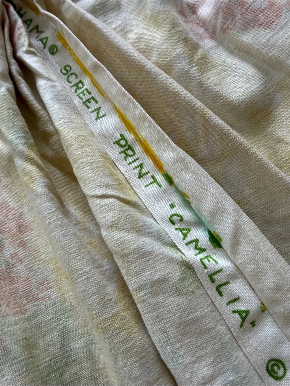 Mid Century Cohama Floral Pleated Curtain Panels Camellia Yellow, Orange, Green